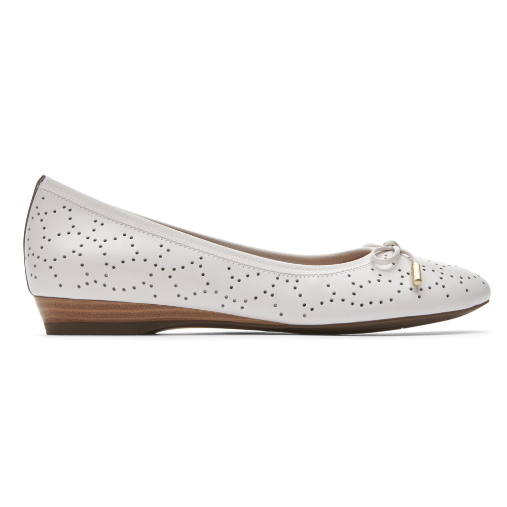 Sapatos Frouxos Rockport Mulher Branco - Total Motion Shea Perforated Bow - 73560XRVL